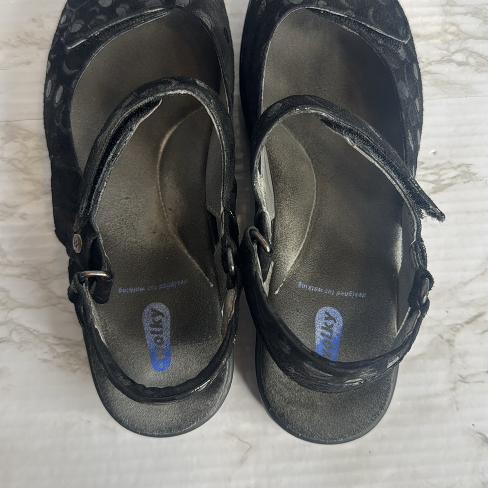 Wolky Pichu Women's Open Toe Flat Ankle Strap Comfort Sandals Black 9.5 - Picture 7 of 10